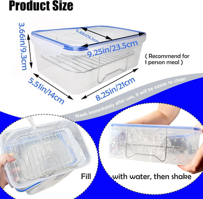 Batter Bowl, Breading Bowl with Lid Flour Shaker for Seasoning Fried Chicken, Fish, Shrimp, Just Flip (Blue)