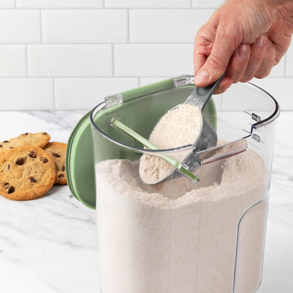 ProKeeper+ Airtight Food Storage Container Set – Clear Plastic Flour and Sugar Canister Set with Magnetic Accessories for Kitchen Organization (Grey, 9-Piece)