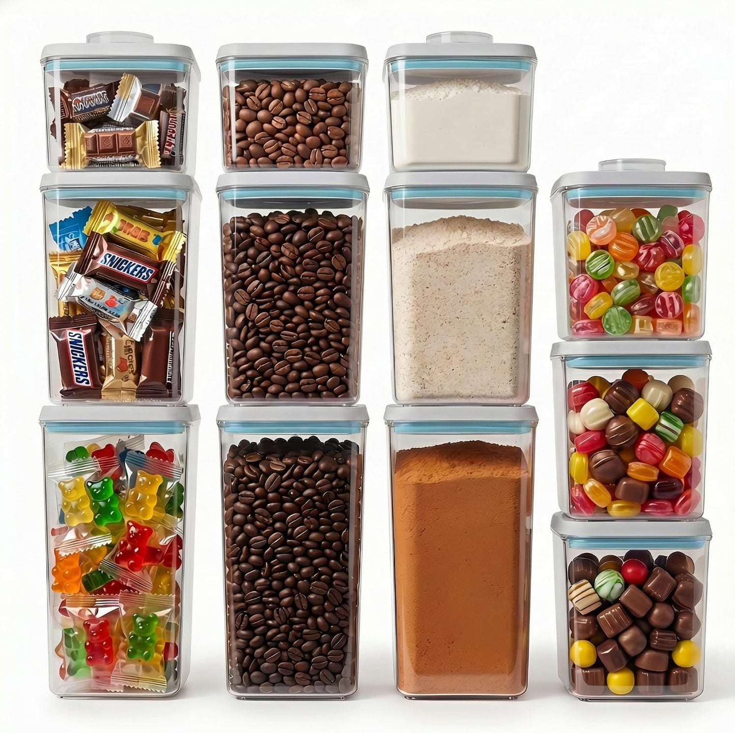 Pop Food Storage Containers Set Large Airtight Food Storage Containers with Pop Lids, Kitchen Pantry Organization and Storage, Cereal, Rice, Flour, Pasta & Snack Container, BPA Free, 2 x 2.8Qt