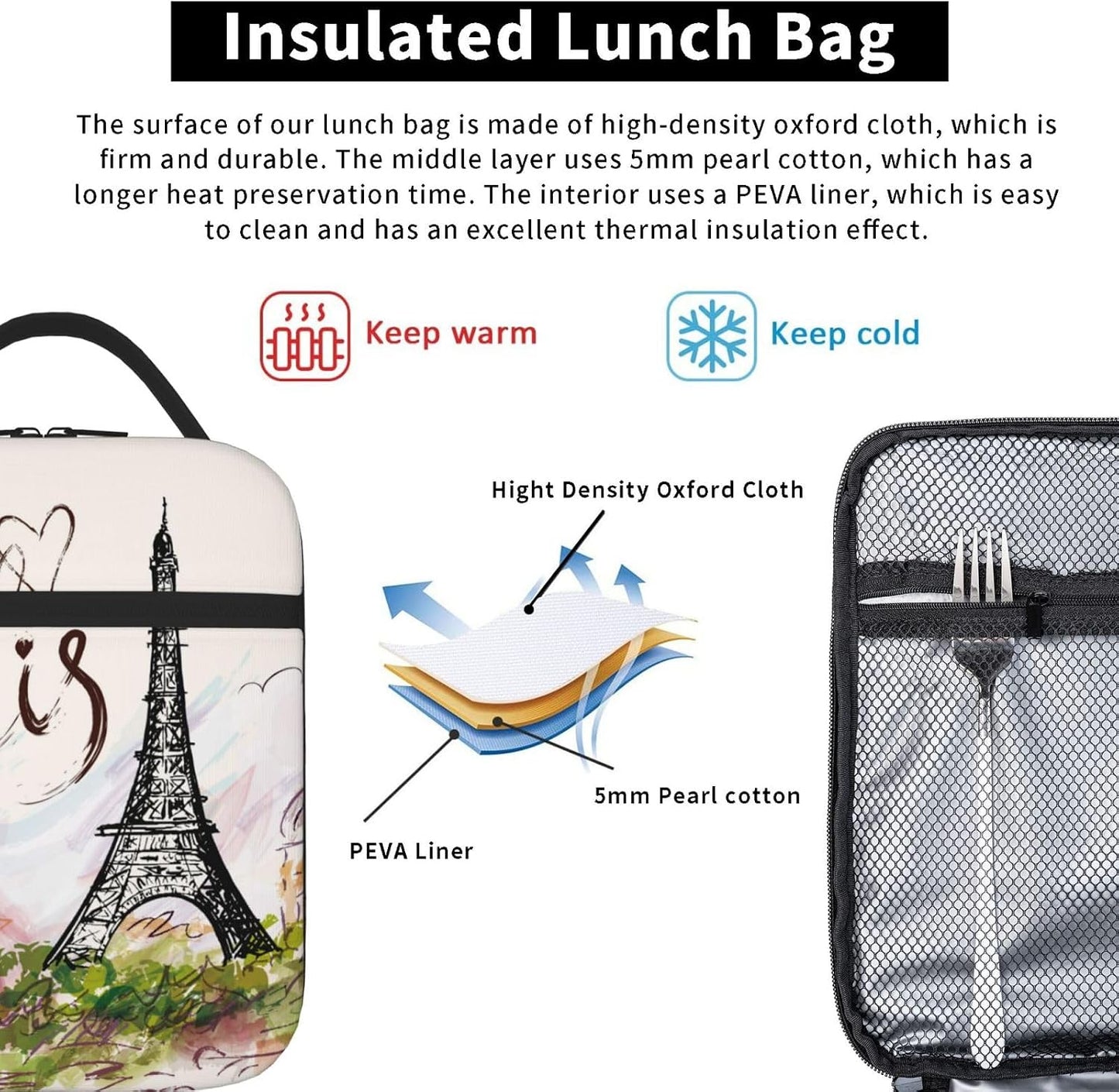 70s Retro Mushroom Floral Insulated Lunch Bag Reusable Cooler Lunch Box Portable Leakproof Thermal Container Tote Bags for Girls Boys School Travel