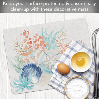 Cut N' Funnel Eat Fresh Designer Flexible Cutting Board Mat 15" x 11.5" Made in the USA Decorative Flexible Easy to Clean