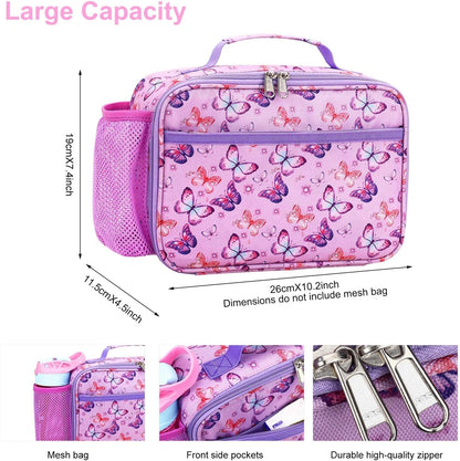 RHCPFOVR Kids Lunch Bag - Insulated Lunch Box for Boys Girls,Washable Lunch Bag and Reusable Toddler Leak-proof Lunchbox for School and Daycare - Colors A