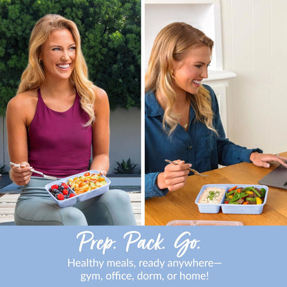 Bentgo Prep - 20-Piece 2-Compartment Reusable Meal Prep Containers with Lids, PFAS & BPA Free Materials, Durable, Microwave, Freezer, & Dishwasher Safe To Go Food Storage (Rose Gold)