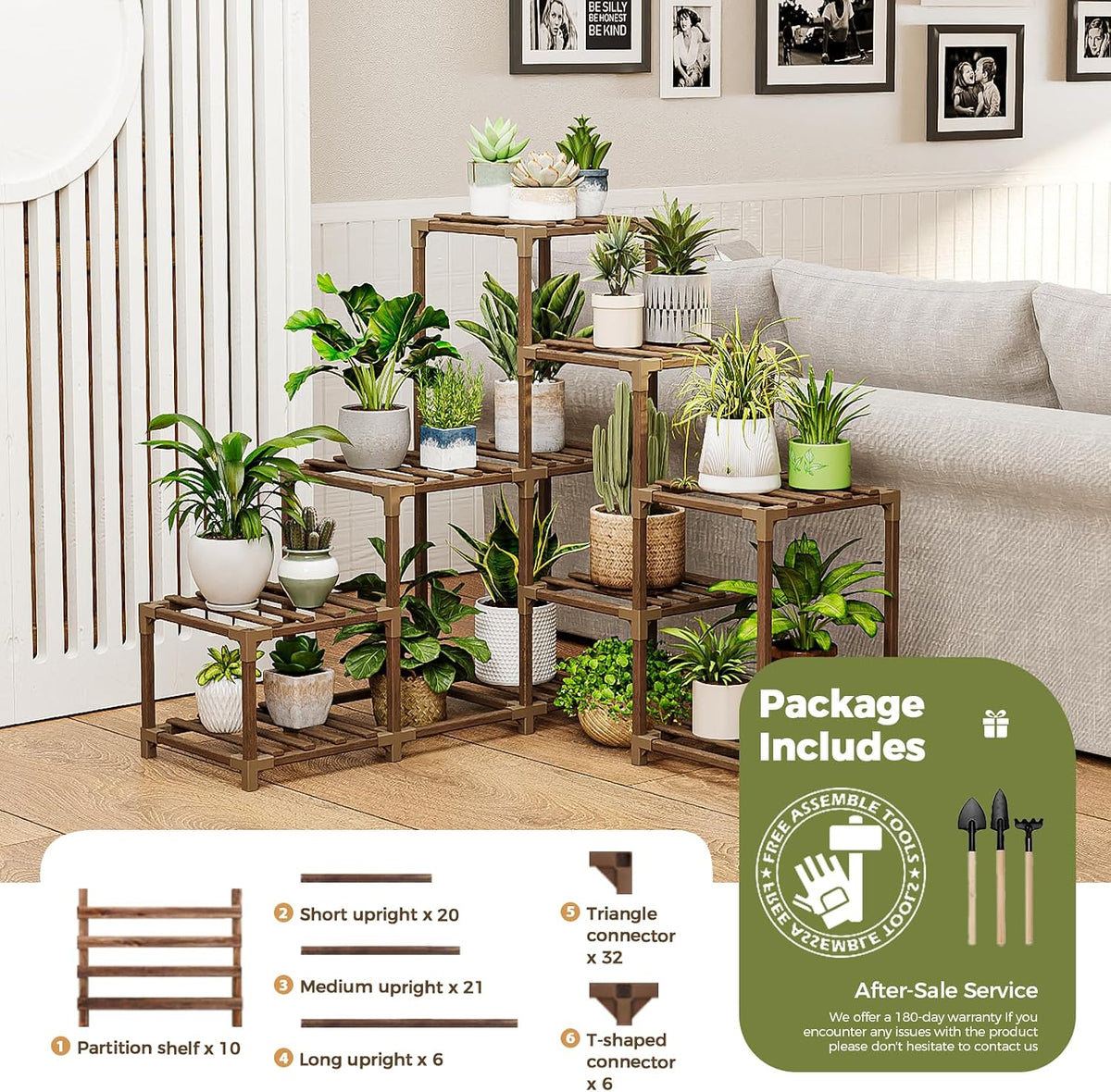Bamworld Plant Stand Indoor Plant Shelf Outdoor Wood Plant Rack