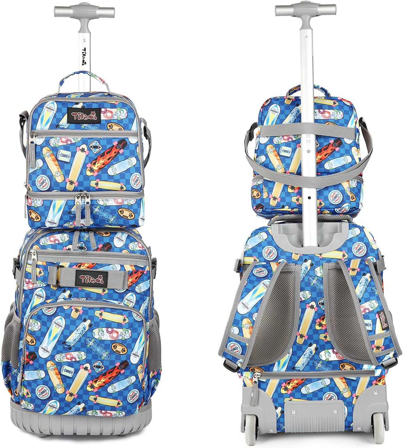 Tilami Lunch Bags Insulated Adjustable Strap Zipper, Two Compartments Cooler Bags, Bento Bags for Kids Toddlers (Blue)