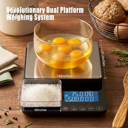 Food Scale 44lb/20kg, Extra-Large Platform Digital Kitchen Scale, 1g/0.1oz High Precision, Stainless Steel/Tempered Glass, Weight Grams and oz for Cooking Baking Meal Prep Sourdough Bread