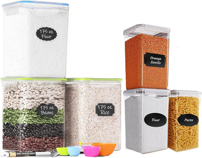 Chef's Path Extra Large Airtight Food Storage Containers with Lids, Pack of 2, 6.5L, 220Oz, Airtight Kitchen and Pantry Bulk Canisters for Flour, Sugar, Rice, and Baking Supplies - Transparent
