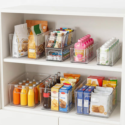 14 Pack Fridge Organizer, Stackable Refrigerator Organizer Bins with Lids PBA-Free, Clear Fridge Organizers and Storage for Kitchen, Countertops, Cabinets, Fridge, Drinks, Fruits, Vegetable, Cereals