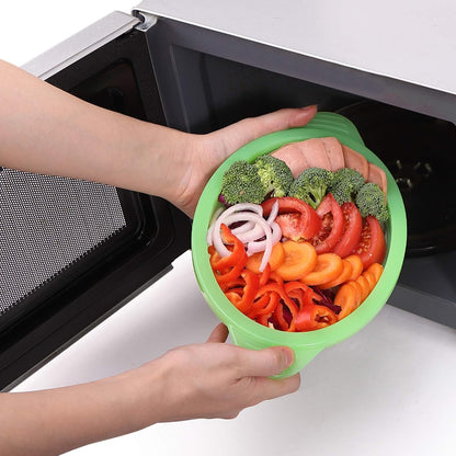 Silicone Microwave Steamer Collapsible Cooker for Vegetables Fish Prep Meal