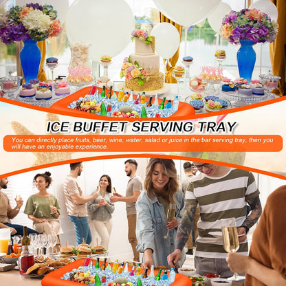 Leitee Inflatable Serving Bar with Drain Plug 52 x 24 x 5'' Inflatable Ice Serving Buffet Bar for Party Food Cooler Buffet Drink(Black,Basic Style)