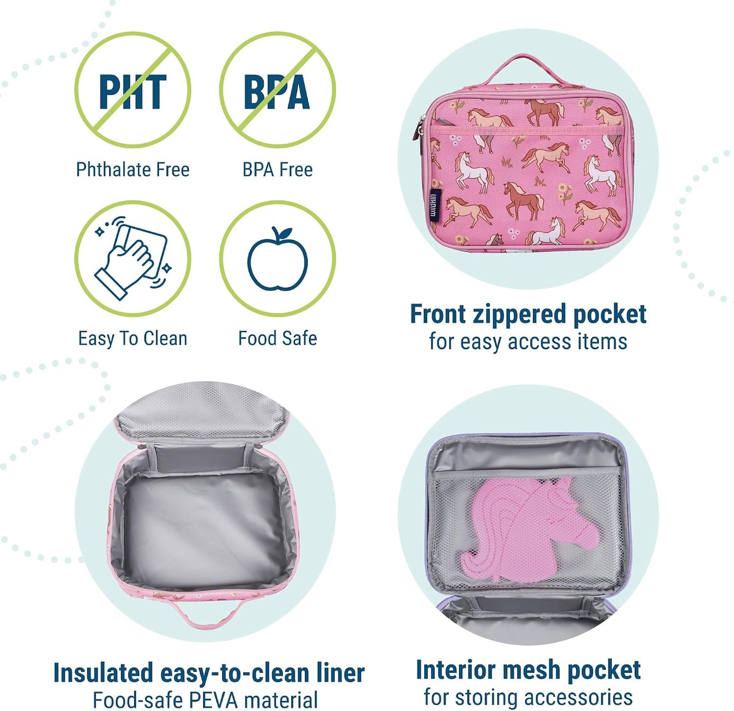 Wildkin Kids Insulated Lunch Box, Keeps Food Hot or Cold, BPA-Free with Mesh Pockets & Easy-Clean Lining – Ideal for School, Travel & Daycare – Holographic