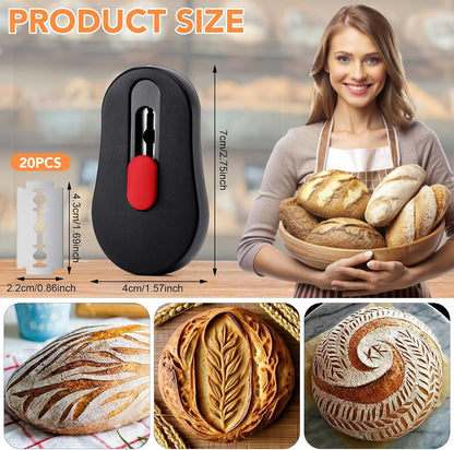 SUMAJU Magnetic Bread Lame with Extractable Blade - 20 Razor Blades,Dough Scoring Tool for Sourdough Breads baking & Bread Making Tools