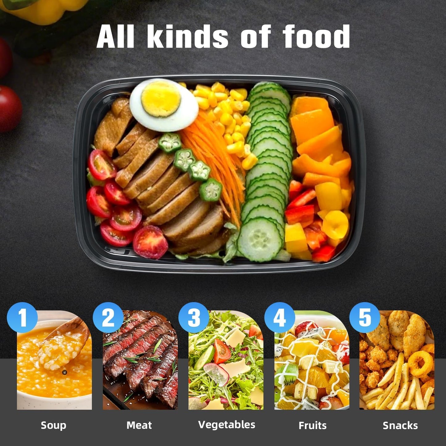 50 Pack (100-Piece) 28oz Meal Prep Containers, 50 Pack (100-Piece) Rectangle,BPA-Free, Food Safe & Leakproof Reusable Plastic Food Storage – Microwave Safe, Stackable Takeout Boxes