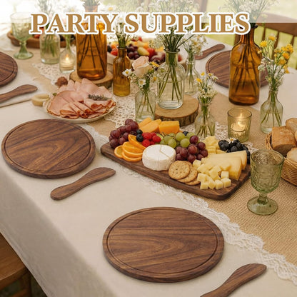 Nuenen 50 Pcs Mini Wooden Charcuterie Board Bulk, Small Wood Cutting Board for Crafts Laser Engraving with Knives Organza Bags Wedding Baby Shower Favors Gift (Square,Bamboo Color)