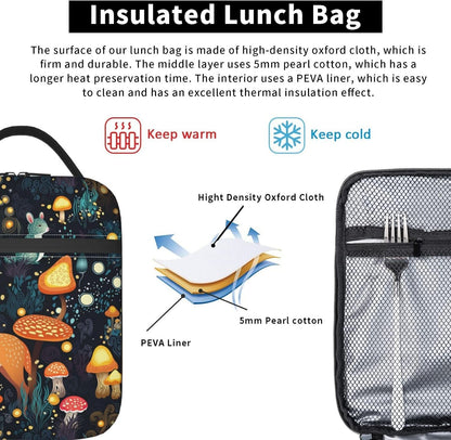 Black Cat Reusable Lunch Box Food Bag Insulated Lunch Bag for Teenage Boys Girls School Beach