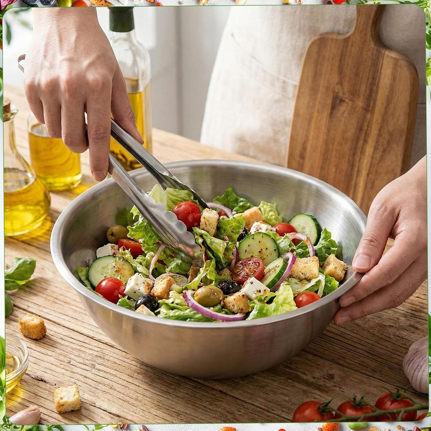 Honeydak 12 Pcs 304 Stainless Steel Mixing Bowls with Graduations, Salad Bowls Metal Serving Reusable Baking Food Storage Containers for Baking, Cooking, Salads, Soups, Ice Cream, Noodles (40 oz)