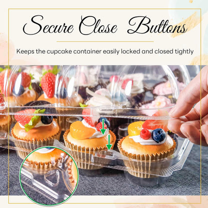 NPLUX 12 Count Cupcake Containers 12 Pack Clear Plastic Cupcake Boxes