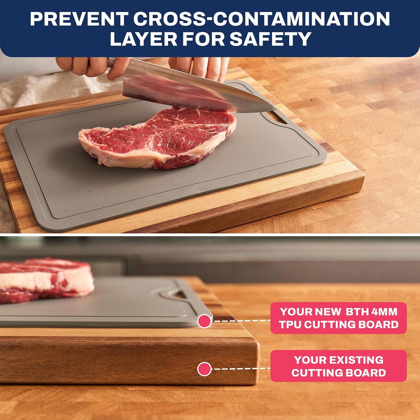 TPU Cutting Board Flexible Mat, 17.3" x 10.6" Nonslip Korean cutting board for kitchen, BPA Free Flexible Chopping Board, TPU Material Double-sided Dishwasher Safe