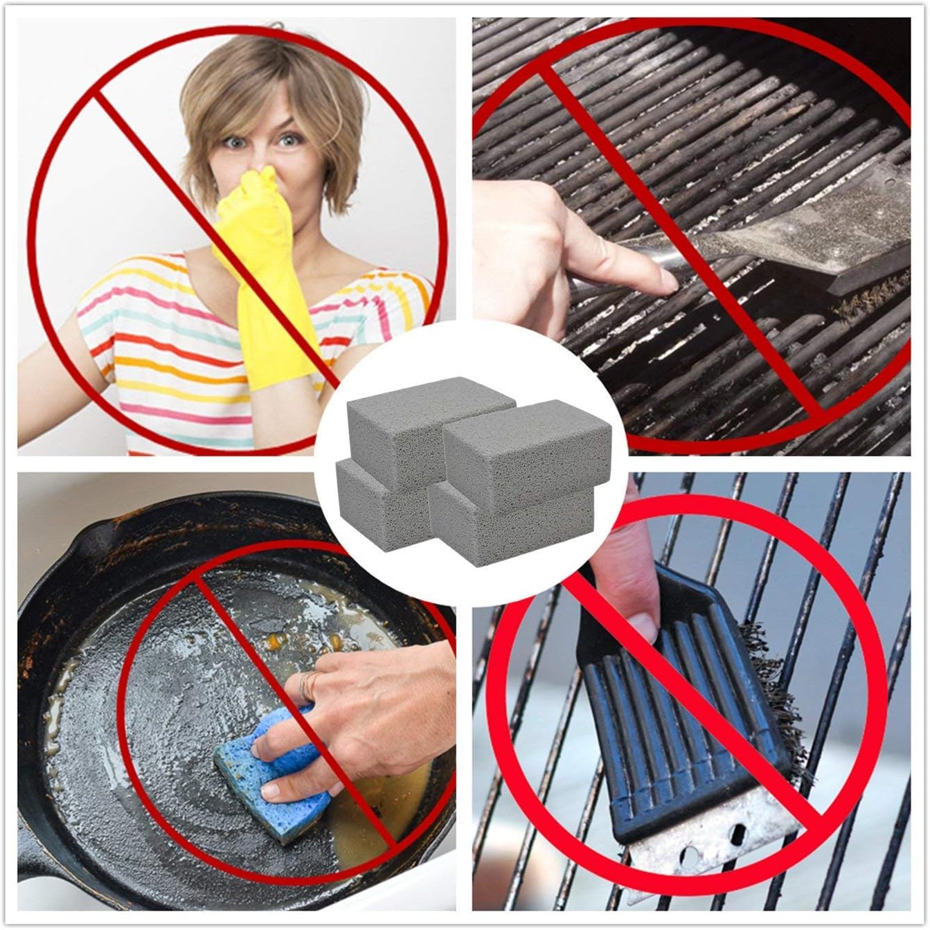 Elaziy Grill Griddle Cleaning Brick Block Ecological Grill Cleaning Brick De-Scaling Cleaning Stone for Removing Stains BBQ(4 Pack)