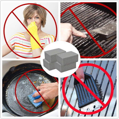 Elaziy Grill Griddle Cleaning Brick Block Ecological Grill Cleaning Brick De-Scaling Cleaning Stone for Removing Stains BBQ(4 Pack)