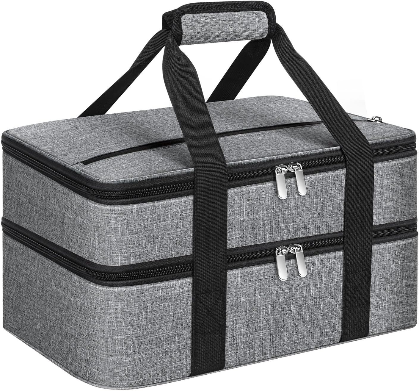 Insulated Casserole Carrier, Portable Casserole Carrier for Hot or Cold Food Lunch Tote Warmer or Cooler Bag, Lasagna Lunch Bag for Potluck Parties- Fits 9" x 13" Baking Dish-Charcoal Grey