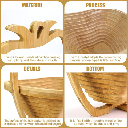 MYOSOTIS Foldable Fruit Basket Collapsible Bamboo Fruit and Veggie Basket Fruit Bowl Holder and Dried Fruit Basket For Holiday Party (Duck)