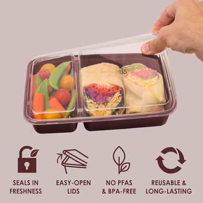 Bentgo Prep - 20-Piece 2-Compartment Reusable Meal Prep Containers with Lids, PFAS & BPA Free Materials, Durable, Microwave, Freezer, & Dishwasher Safe To Go Food Storage (Rose Gold)