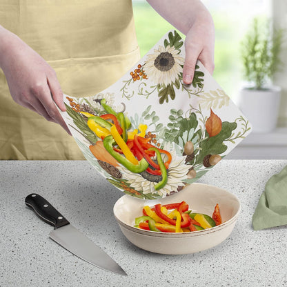 Cut N' Funnel Eat Fresh Designer Flexible Cutting Board Mat 15" x 11.5" Made in the USA Decorative Flexible Easy to Clean