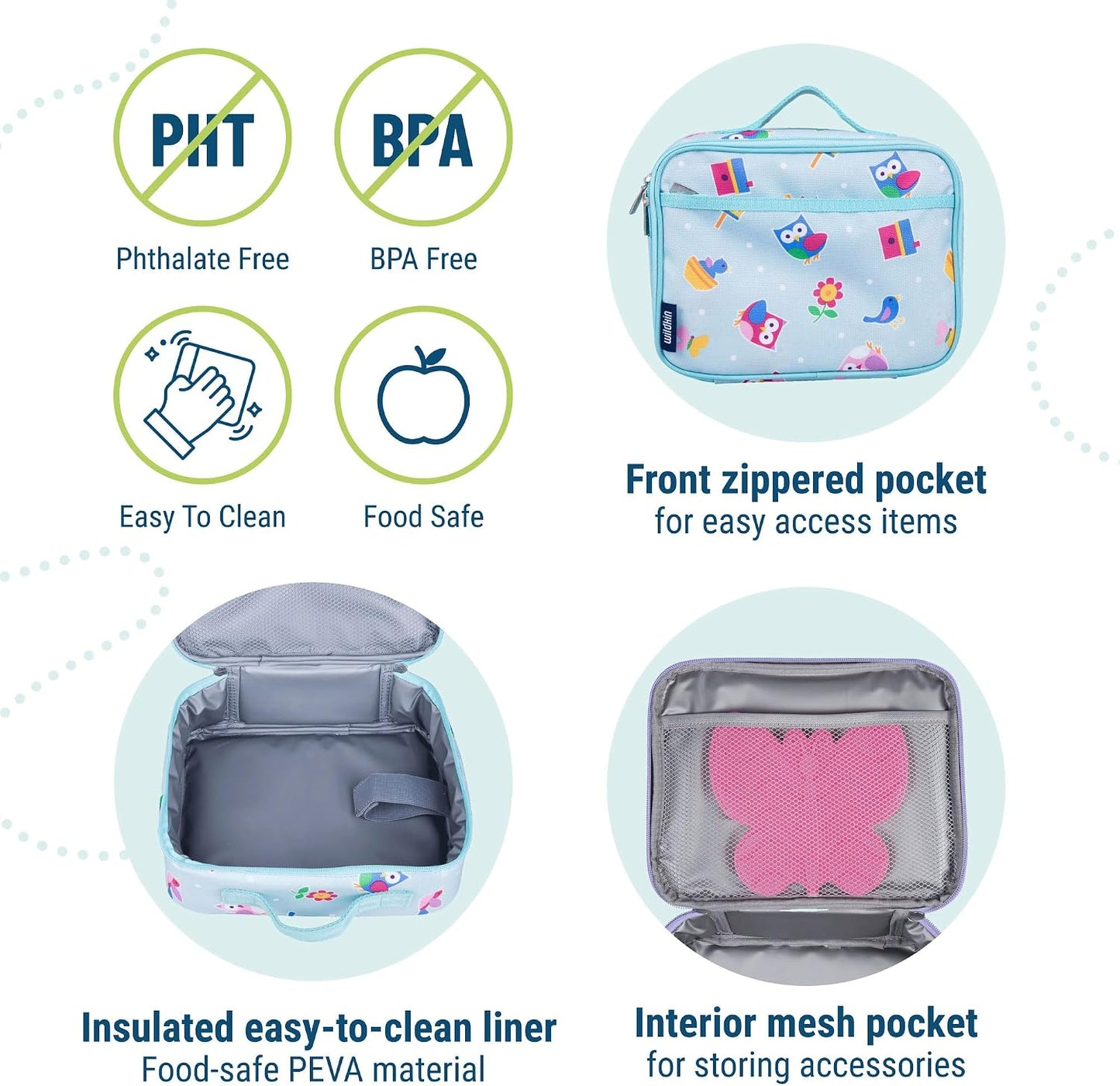 Wildkin Kids Insulated Lunch Box, Keeps Food Hot or Cold, BPA-Free with Mesh Pockets & Easy-Clean Lining – Ideal for School, Travel & Daycare – Holographic