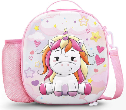 Kids Lunch Box for Kids Insulated Reusable Lunch Bag Tote Durable Children Leak-proof Lunchbox with Adjustable Shoulder Strap for School Daycare Travel Picnic (Navy - 3D Dinosaur)