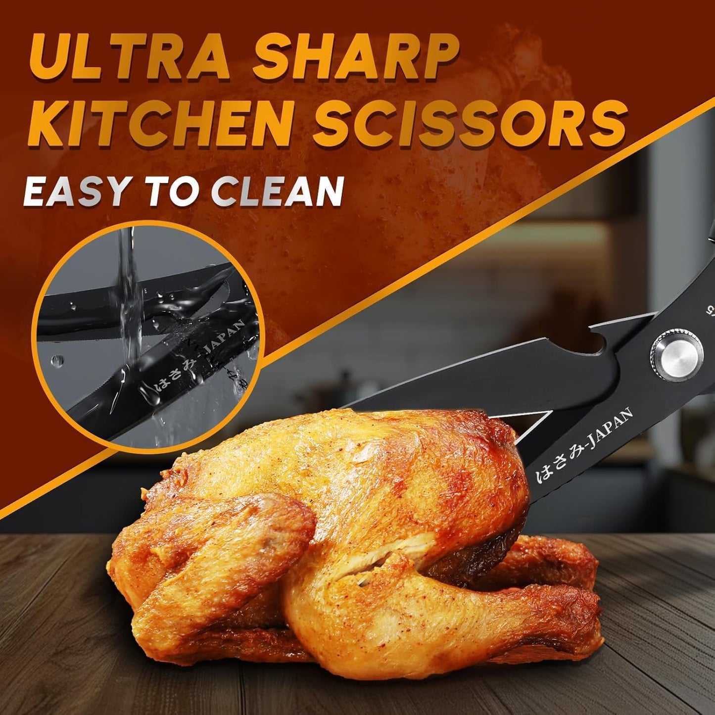 HUUSK Kitchen Scissors Set Silver - Upgraded Stainless Steel Kitchen Shear, Sharp Meat Scissors Dishwasher Safe, Heavy Duty Poultry Shears, Japanese Cooking Scissor for Food, Christmas Gifts for Women