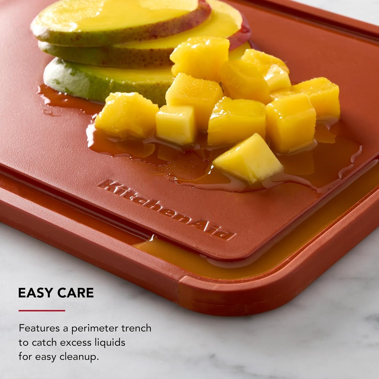 KitchenAid Classic Plastic Cutting Board with Perimeter Trench and Non Slip Edges, Dishwasher Safe, 12 inch x 18 inch, Gray