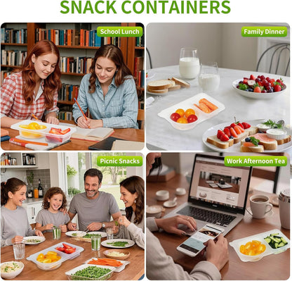 Reusable Snack Containers Double Compartment,Microwave Refrigeration Safe Leakproof Stackable for Office,Picnics(20)