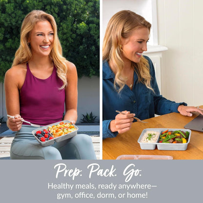 Bentgo Prep - 20-Piece 2-Compartment Reusable Meal Prep Containers with Lids, PFAS & BPA Free Materials, Durable, Microwave, Freezer, & Dishwasher Safe To Go Food Storage (Rose Gold)
