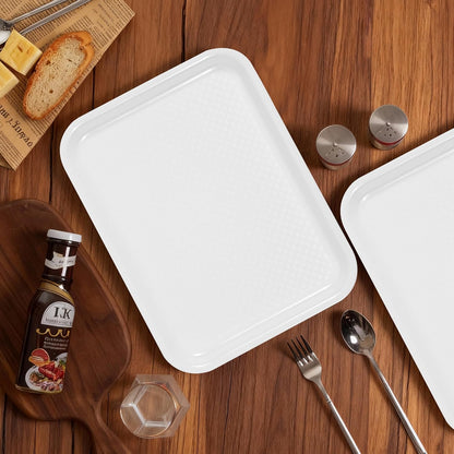 2pcs Melamine Serving Trays Set Two Tone 14.5" x 11" Large White Black Reusable Serving Platters for Cookie, Appetizer, Snack, Dessert, Party Food Display, Rectangular Party Trays and Platters