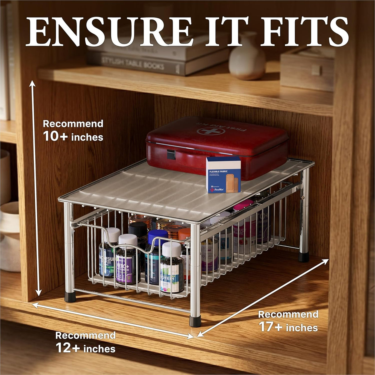 Simple Houseware Stackable Basket Drawer, Chrome
