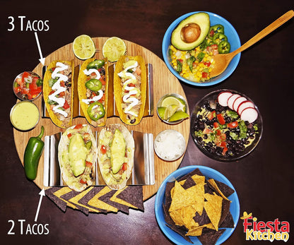 Taco Holder Stand - Set of 4 - Oven & Grill Safe Stainless Steel Taco Racks With Handles - Fill & Serve Tacos With Ease - Taco Trays by Fiesta Kitchen