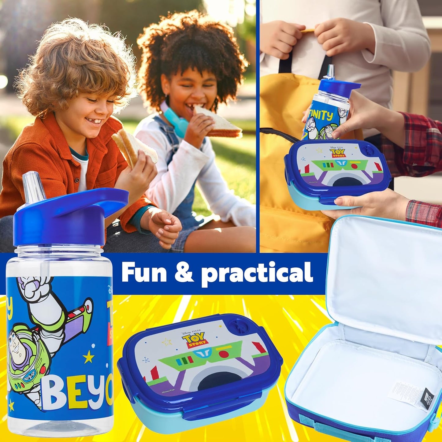 Get Trend SpongeBob Squarepants Water Bottle Lunch Box Lunch Bag Kids Set 3 Pcs Insulated Snack Bag for School Travel Gifts for Kids (Blue SpongeBob)