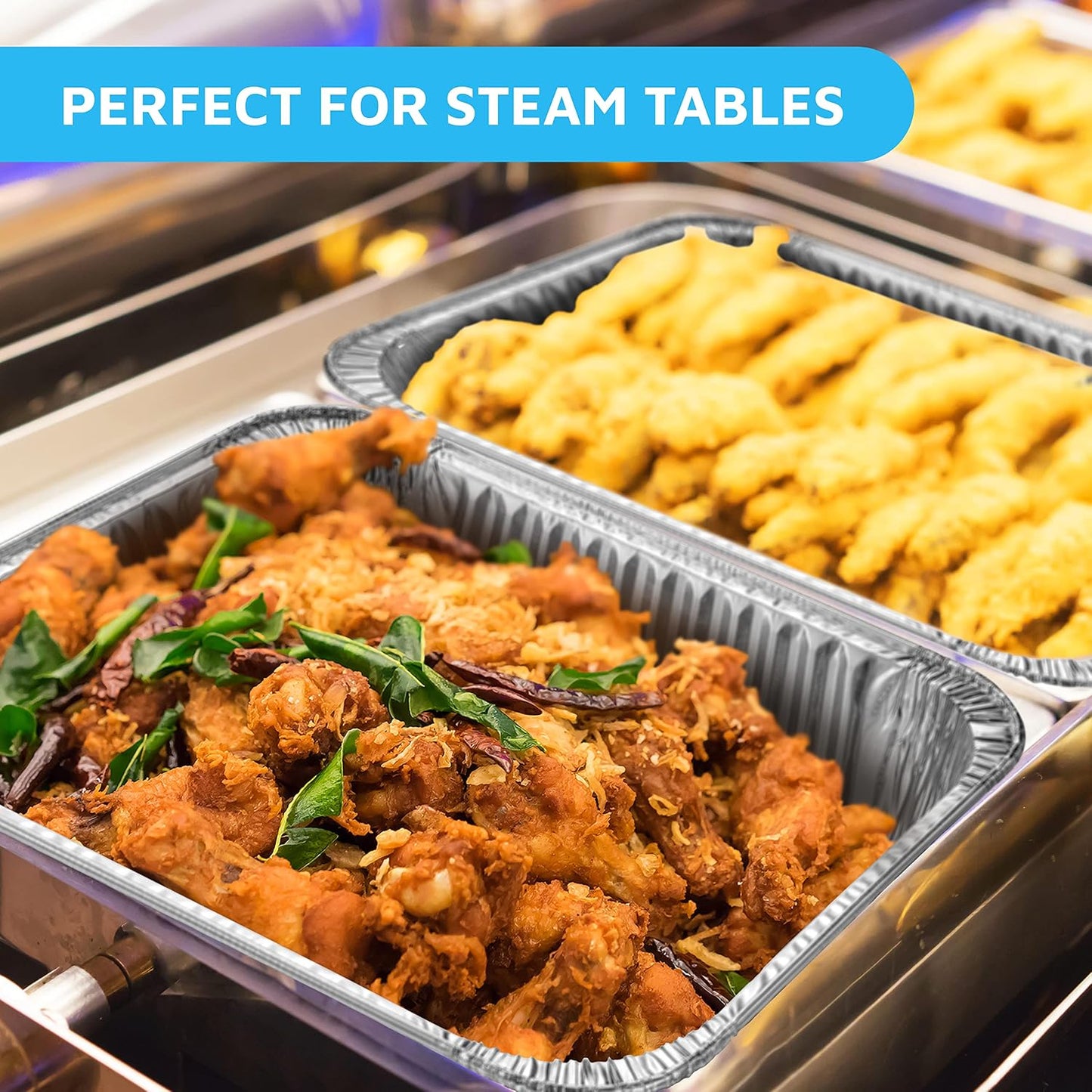 MontoPack Half-Size Aluminium Foil Lids | [100 Pack] Perfect Fit for 9x13 Roasting Pans | Premium Quality for Baking & Catering | Disposable Food Prep Containers Lids