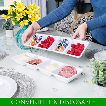 Plasticpro 4 Sectional Rectangle Plastic Serving Tray/Platter (2, Black)