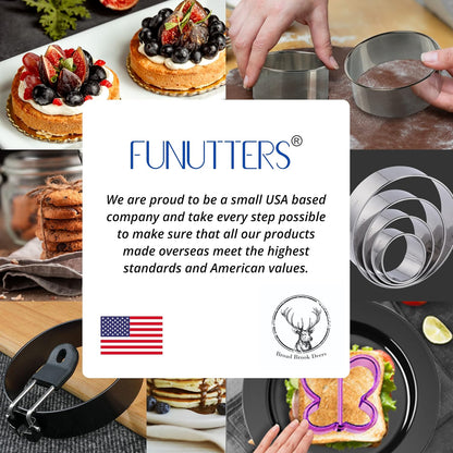 FUNUTTERS Egg Rings, 3.5'', Nonstick, Professional and Large, Stainless Steel Omelet/Egg Rings For Frying Eggs and Egg Mcmuffins, Egg Mold For Breakfast, Mini Pancakes, and Fried Eggs