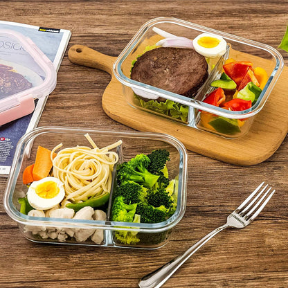 C CREST [5-Pack] Glass Lunch Box, Meal Prep Glass Containers with Lids, Glass Food Storage Containers, 34 OZ