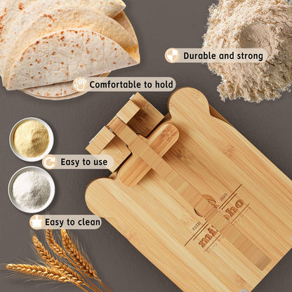 Tortilla Press 10 Inch Bamboo Tortilla Maker, Mexican Tortillera Presser Homemade Flour Tortilla Press for Mexican Tortillas Roti Burrito, Taco Pataconera (Beech)
