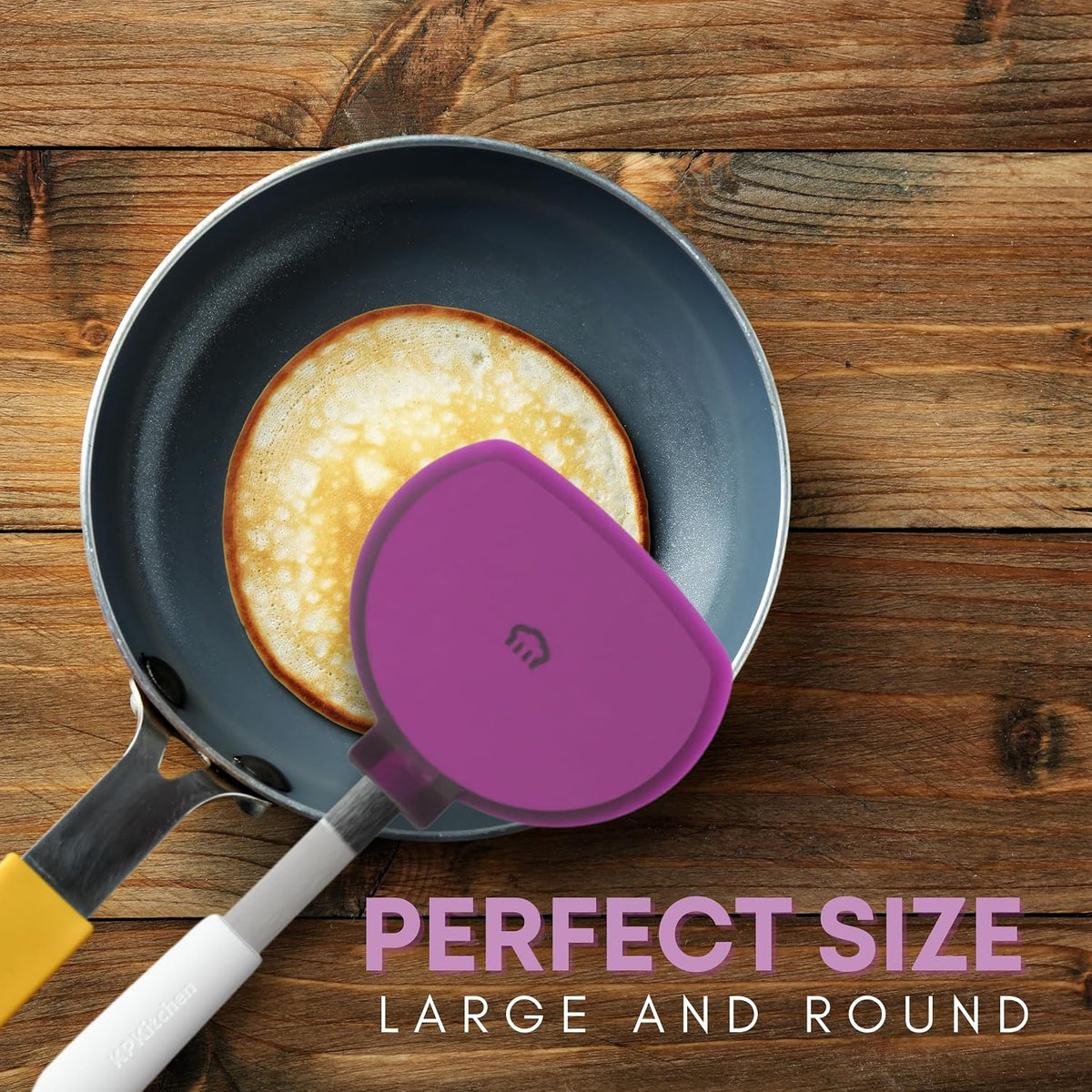Wide Pancake Spatula Flipper, Silicone Turner for Griddle & Nonstick Pans