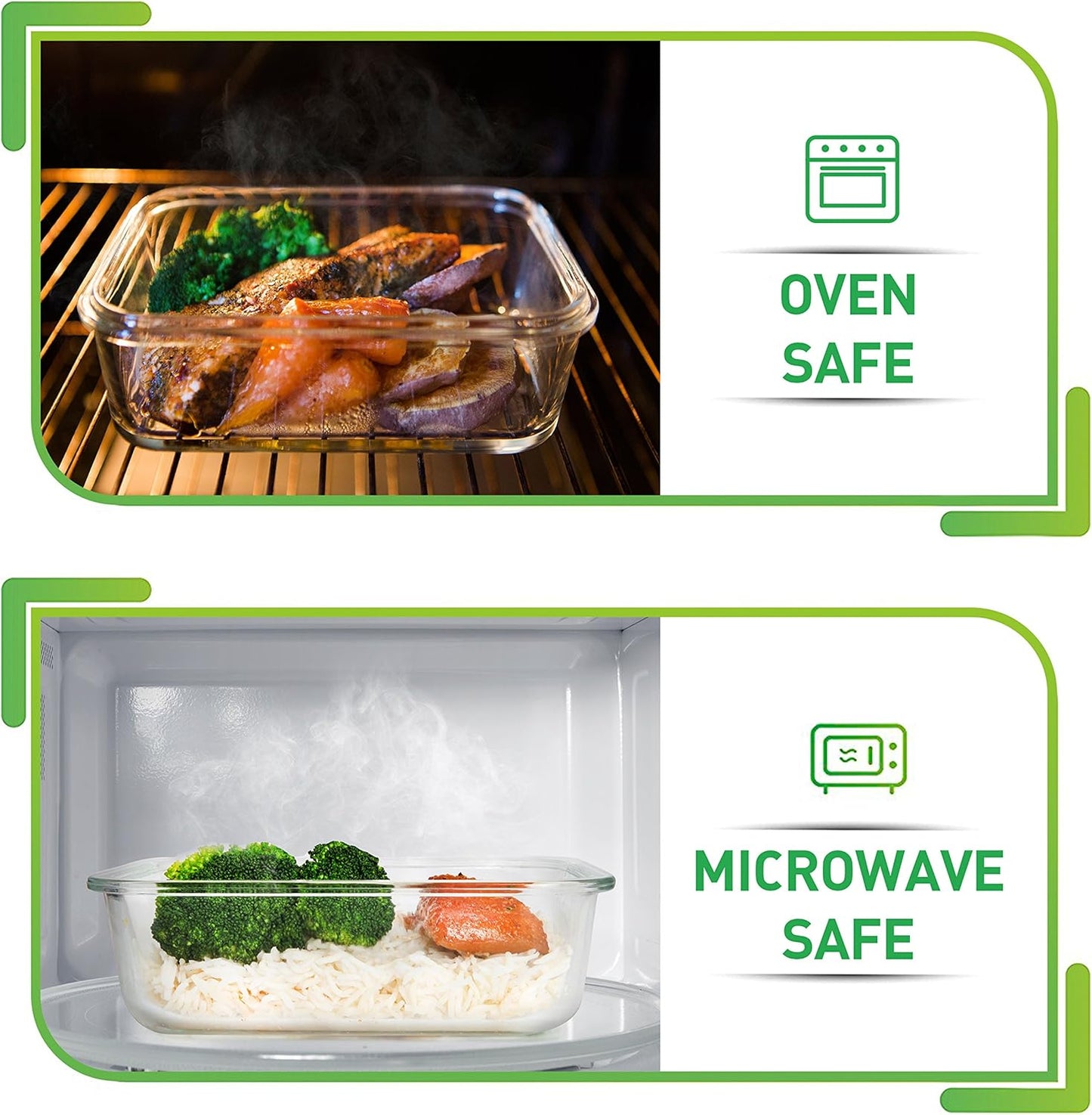 PrepNaturals 5 Pack 30 Oz Glass Meal Prep Containers - Dishwasher Microwave Freezer Oven Safe - Glass Storage Containers with Lids (Multi-Compartment)