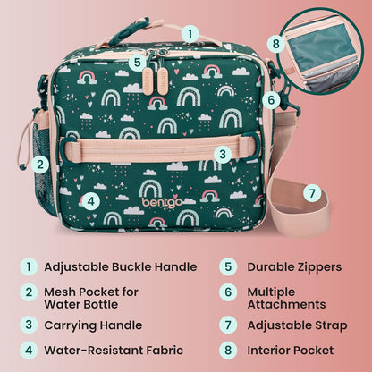 Bentgo Kids Lunch Bag - Durable, Double-Insulated Lunch Bag for Kids 3+; Holds Lunch Box, Water Bottle, & Snacks; Easy-Clean Water-Resistant Fabric & Multiple Zippered Pockets (Mermaid)