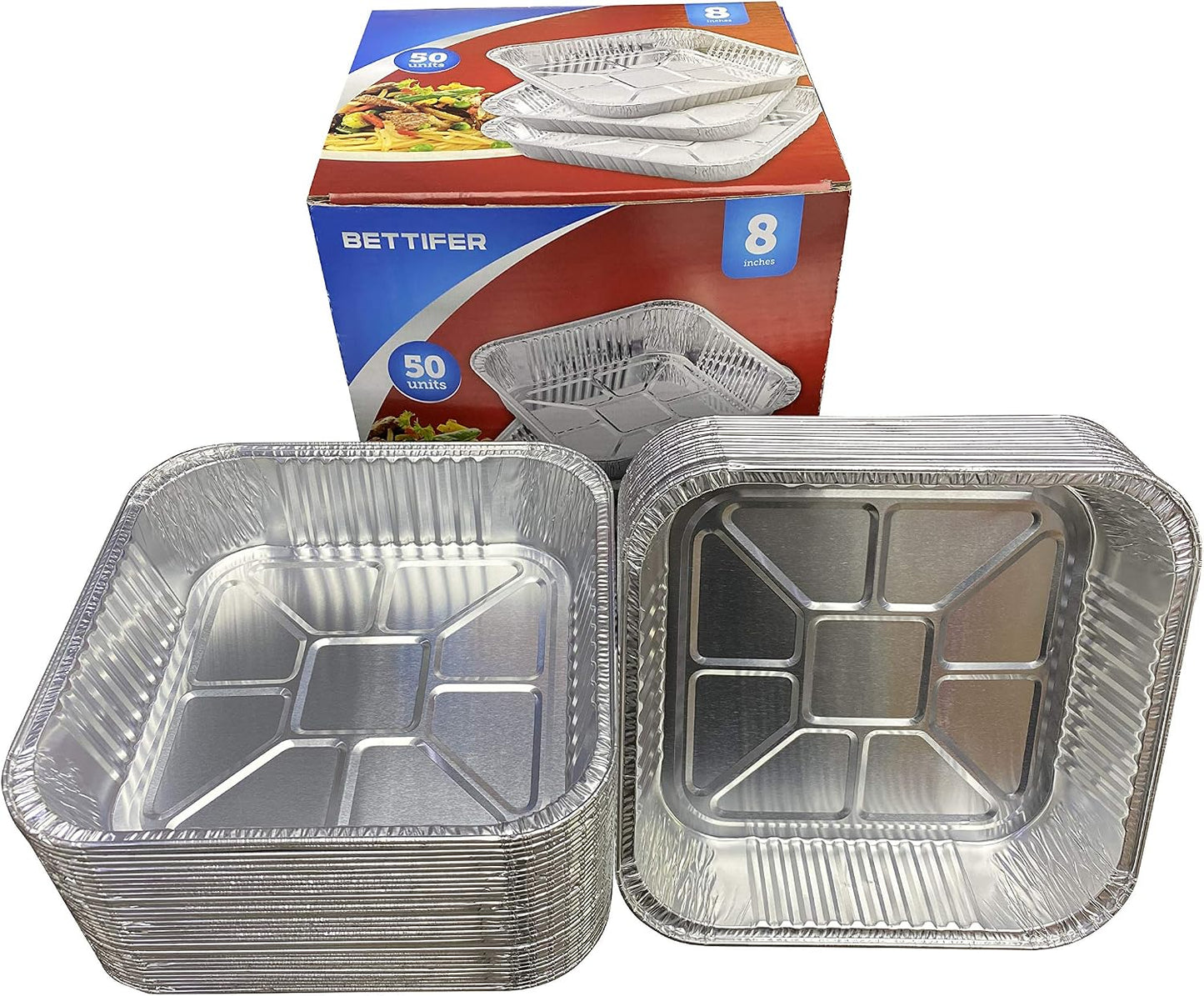 Waytiffer 25pack- 8 x 8 Aluminum foil Pans Disposable Heavy Duty Square baking Cake Pan, Cooking Tins Homemade Breads Oven Pans,Foil Pan, Baking pan Roasting
