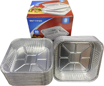 Waytiffer 25pack- 8 x 8 Aluminum foil Pans Disposable Heavy Duty Square baking Cake Pan, Cooking Tins Homemade Breads Oven Pans,Foil Pan, Baking pan Roasting