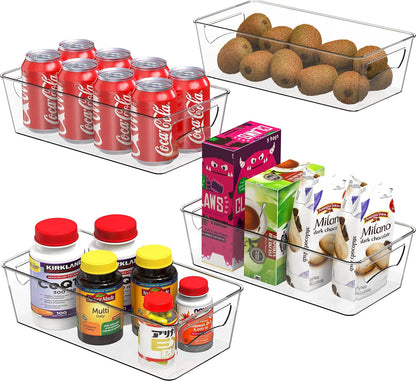 Simple Houseware 10 Pcs Bundle - Assorted Sizes Clear Storage Bins for Freezer / Fridge / Refrigerator / Cabinet / Kitchen / Bathroom