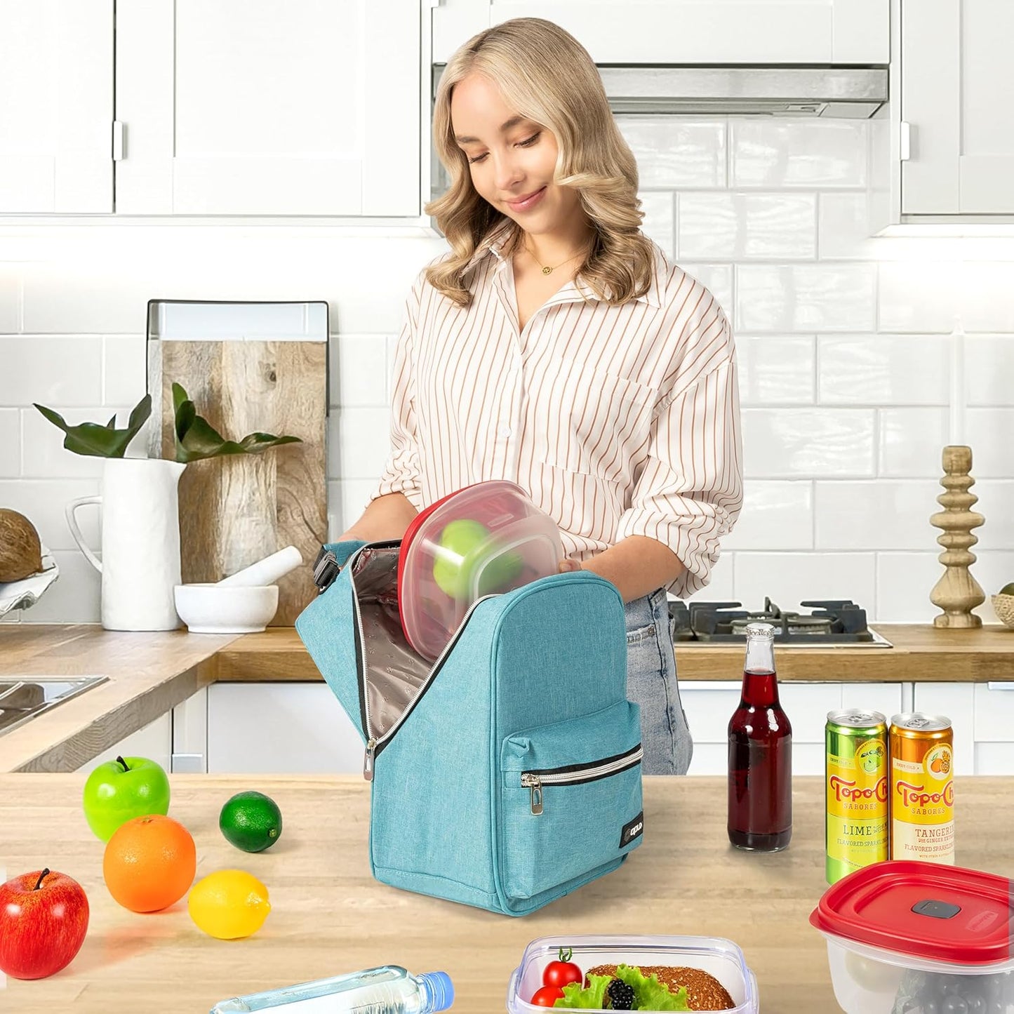 opux Lunch Box for Girls Boys Kids, Insulated Leakproof Lunch Bag, Reusable Teen Lunch Boxes for School, Medium Large lunchbox for Women Men Adult for Work with Front Back Pocket (Purple)